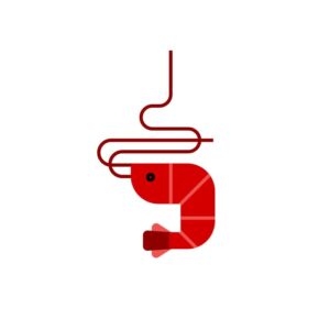 وکتور میگو قرمز - لوگو رستوران غذاهای دریایی