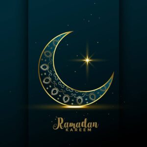 وکتور هلال ماه سبز و طلایی ظریف و لوکس پس زمینه مذهبی ماه مبارک رمضان