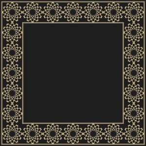 قاب طلایی مربعی سبک معماری ایرانی، عربی Monogram