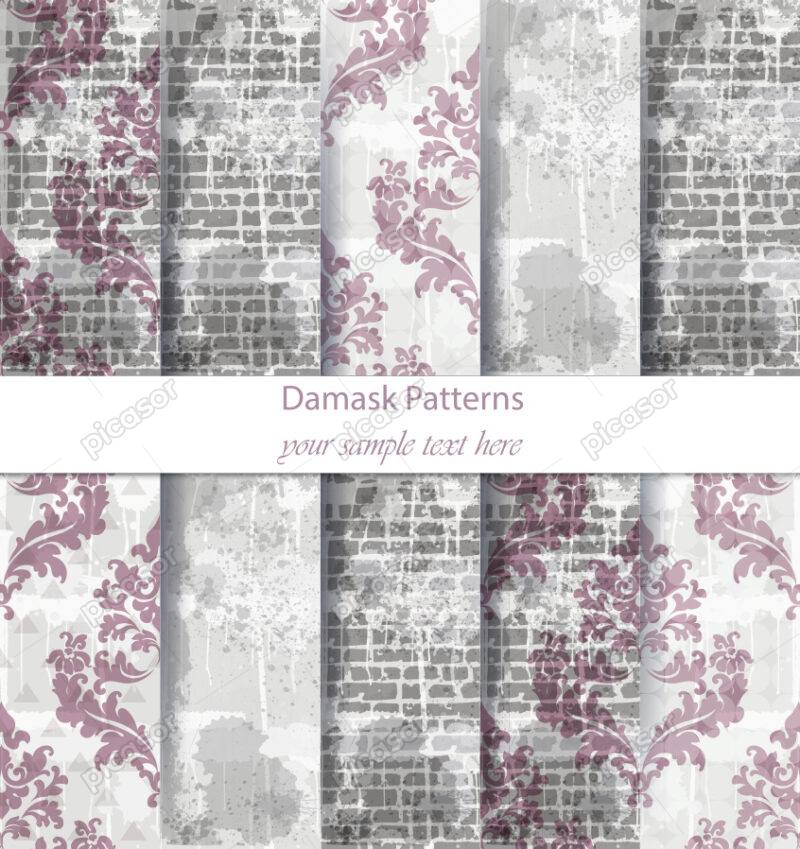 مجموعه الگوهای روکوکو گلدار و الگو آجر و دیوارهای قدیمی