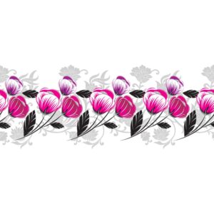 الگو، پترن افقی از گلهای شقایق صورتی، جداکننده و مرزبندیهای رنگی