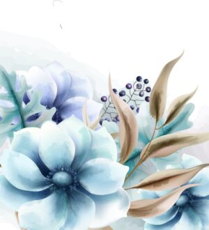 وکتور پس زمینه گلهای آبرنگی آبی مناسب طراحی کارت های عروسی، جشنها و پوستر