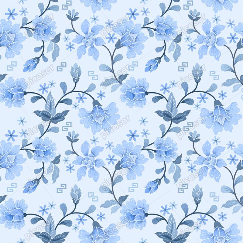 الگو شکوفه های بهاری، الگو و پترن گلهای آبی