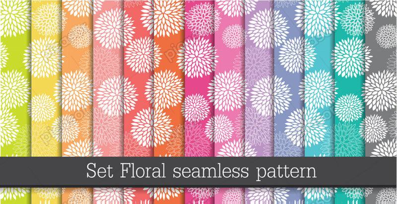 مجموعه 20 الگو طرح گل با رنگهای شاد و روشن در طیف های رنگی گوناگون