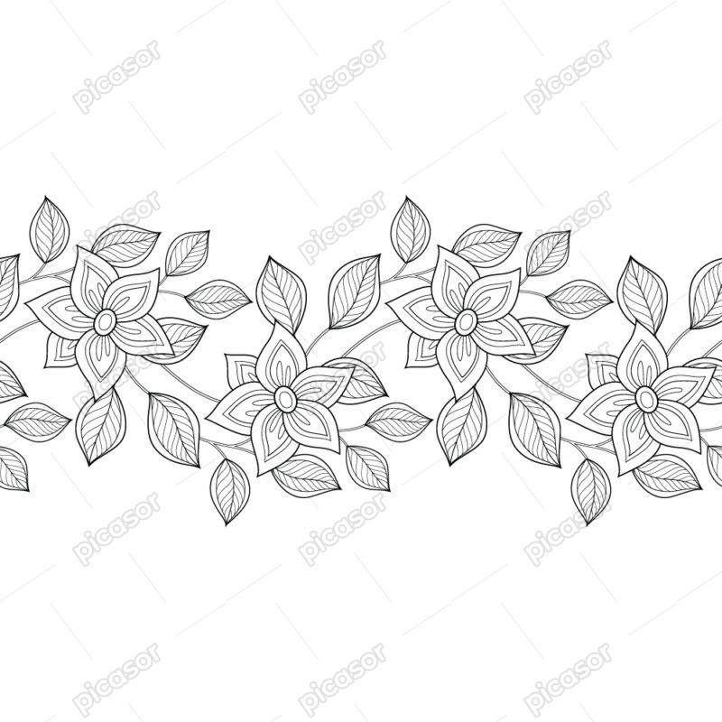الگو افقی گلهای خطی ، جداکننده و مرزبندی