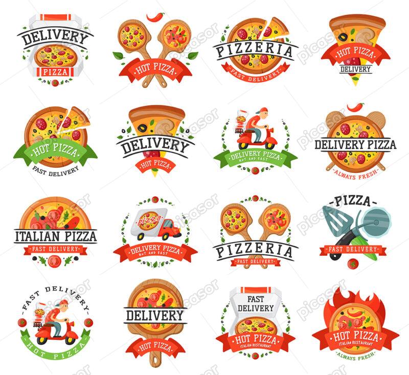 مجموعه لوگو پیتزا و تحویل درب منزل