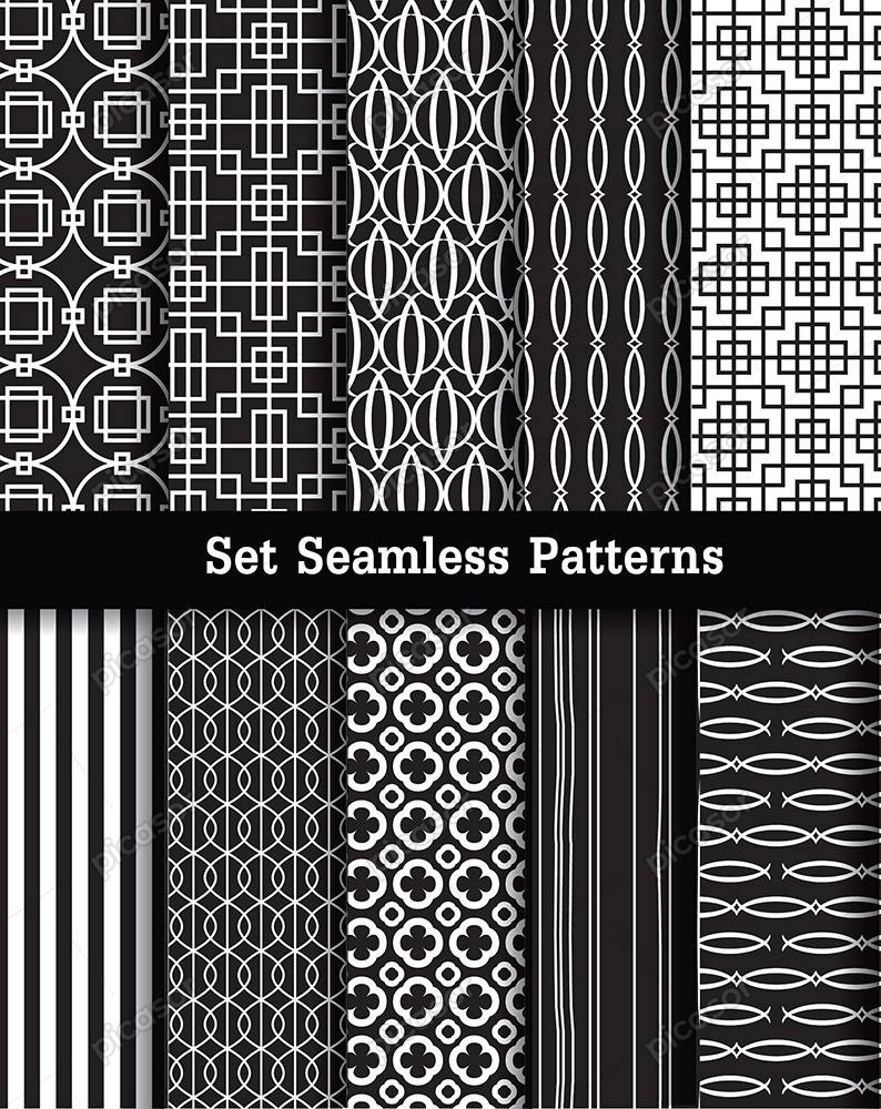 مجموعه 10 الگو لوکس سیاه و سفید از اشکال و فرمهای هندسی و اسلیمی