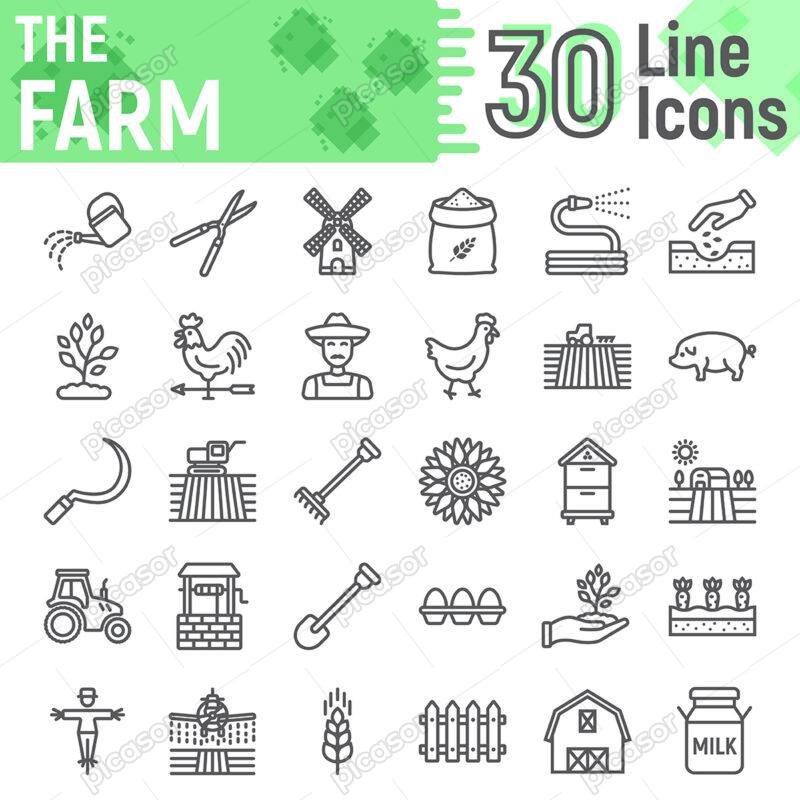 30 آیکون مزرعه داری و کشاورزی