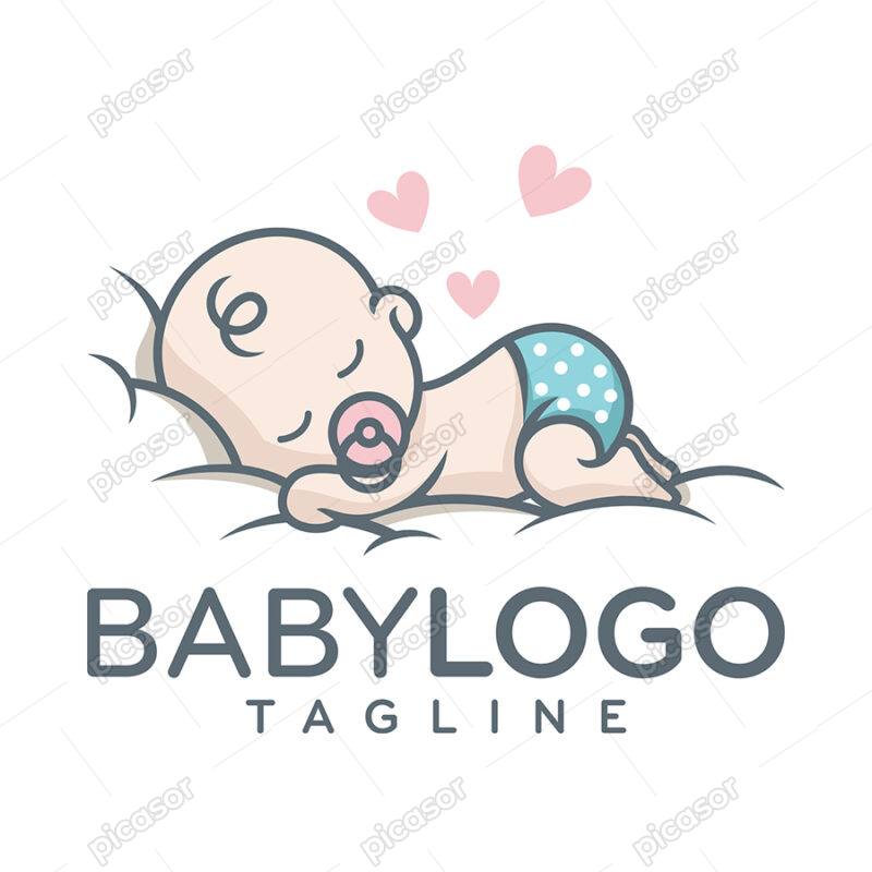 لوگو نوزاد در حال خواب روی ابر