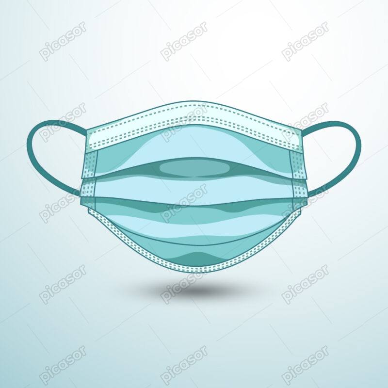 وکتور ماسک پزشکی بهداشتی سبز آبی