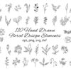 مجموعه 110 عددی از وکتورهای نقاشی دستی انواع گل و گیاه