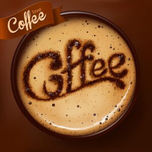 وکتور فنجان قهوه، آرت قهوه با واژه COFFEE