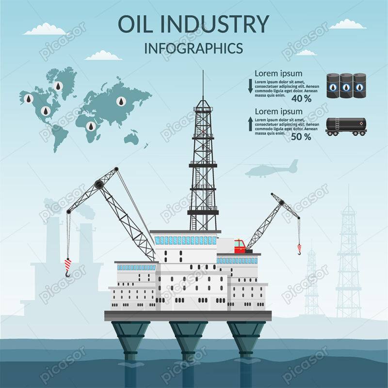 اینفوگرافی صنایع نفت و گاز، وکتور سکو نفت