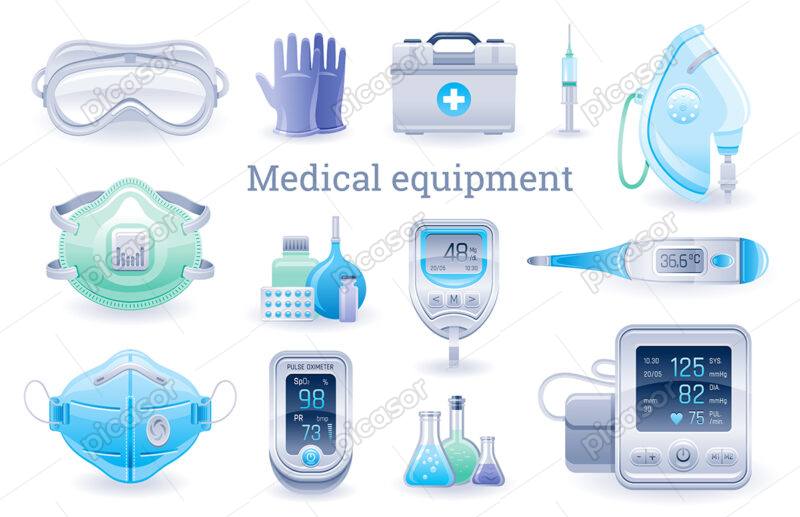 مجموعه وکتور تجهیزات پزشکی و بهداشتی، پیشگیری و درمان بیماری کووید-19