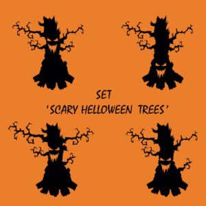 وکتور درختهای کارتونی هالووین