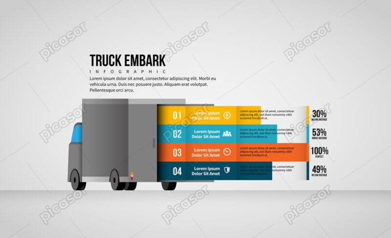 تمپلیت اینفوگرافی کامیون و اطلاعات باری و حمل و نقل
