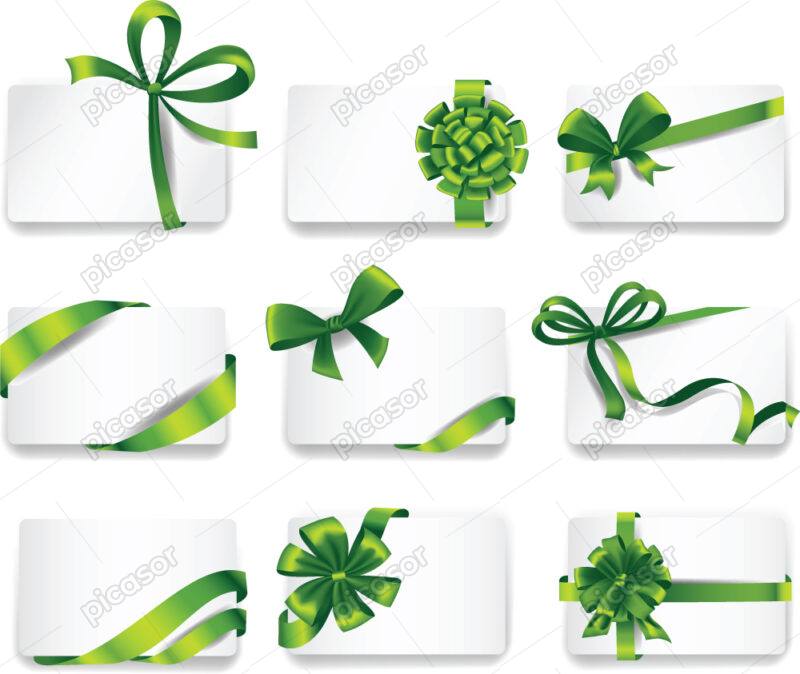 مجموعه وکتور کارت سفید با ربان سبز