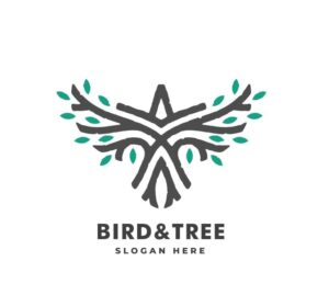 وکتور لوگو پرنده و شاخه های درخت