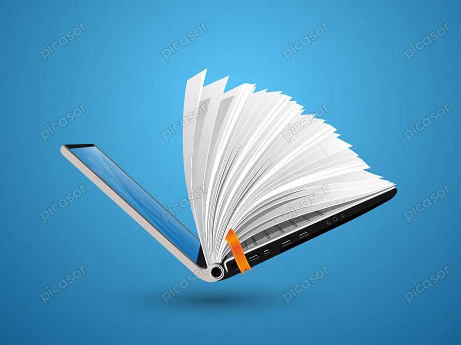 وکتور لپتاپ و نوت بوک با صفحات کتاب و کاغذ وکتور لپتاپ و نوت بوک با صفحات کتاب و کاغذ