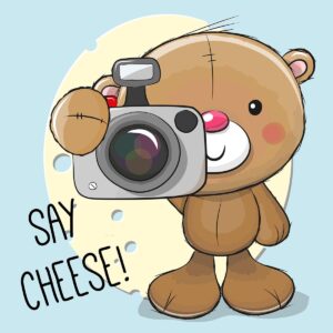 وکتور بچه خرس کارتونی با دوربین عکاسی