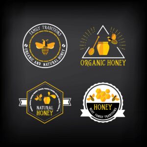 وکتور عسل و زنبور عسل ، برچسب و آیکون های محصولات عسل و شهد