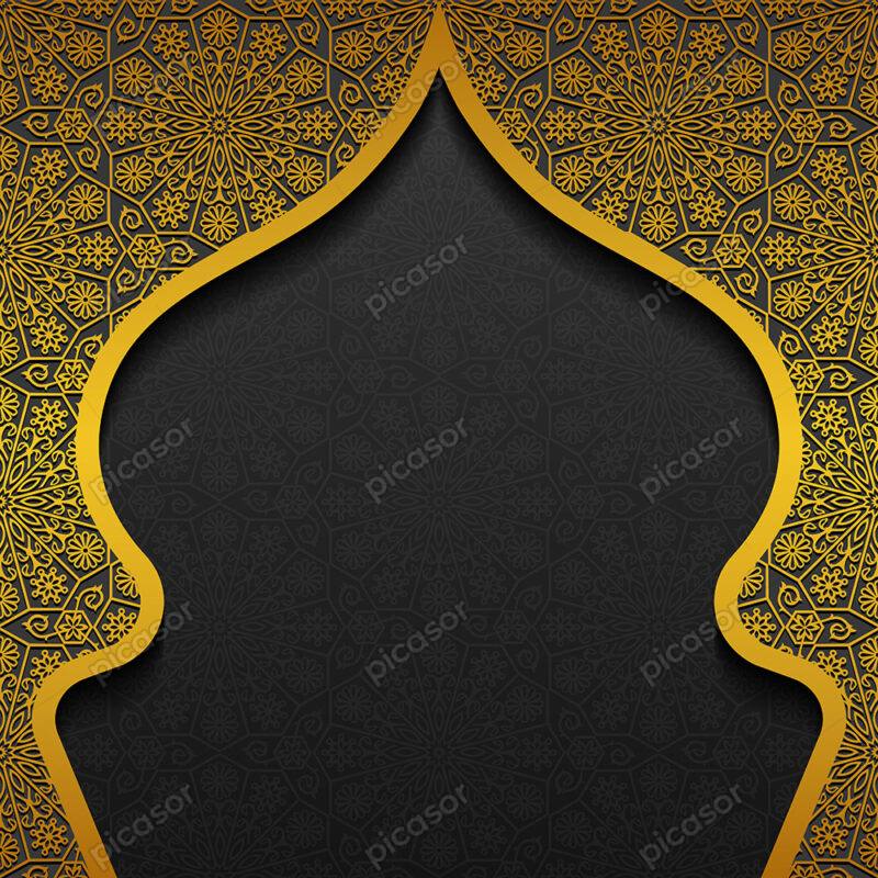 وکتور پس زمینه طرح تذهیب شمسه طلایی تزئینی