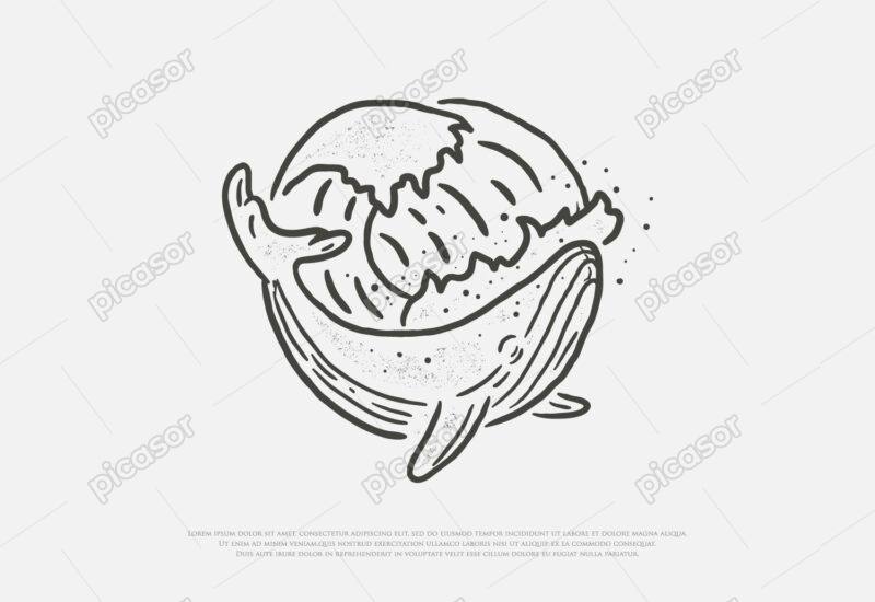 لوگو نهنگ، وکتور وال دریایی