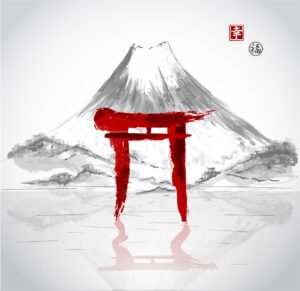 وکتور نقاشی کوه فوجی یاما ژاپن و توری‌ئی سرخ،هنر نقاشی ژاپنی