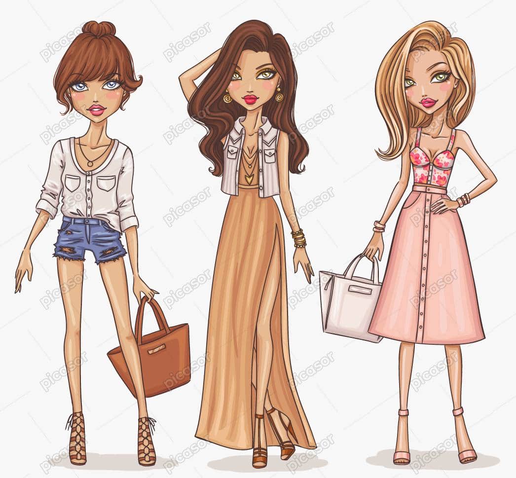 3 وکتور دختر نوجوان فشن، مدلینگ وکتور دختر های نوجوان فشن و مدلینگ