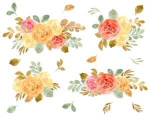 وکتور گل و بوته گلهای رز نقاشی شده آبرنگی