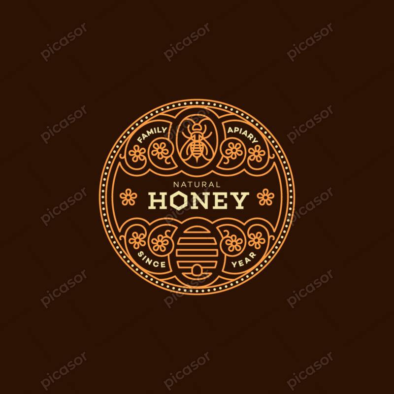 وکتور عسل به همراه کندو مثلثی و زنبور عسل، وکتور لیبل و برچسب عسل
