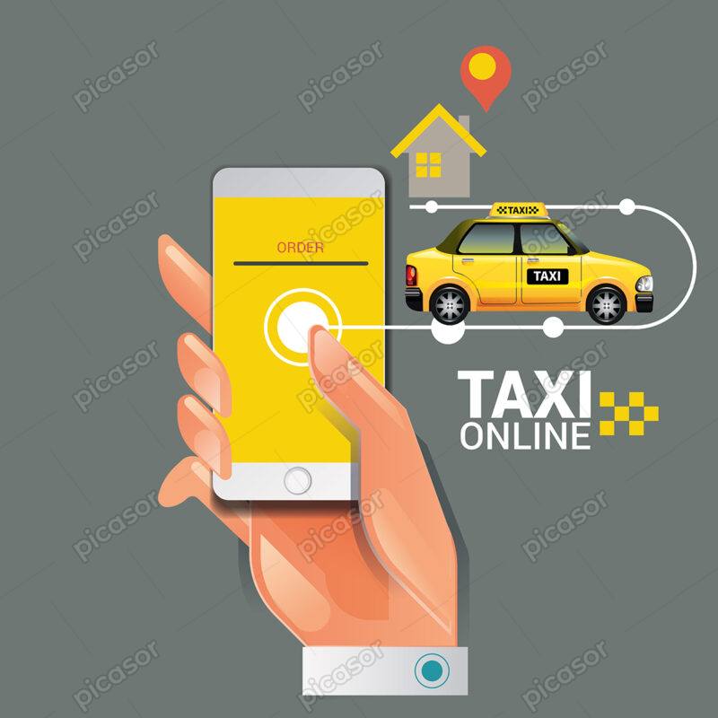 وکتور تاکسی آنلاین و مسیریاب، اپلیکیشن موبایل تاکسی آنلاین