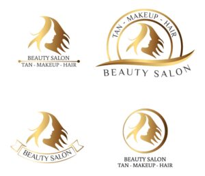 مجموعه وکتور لوگو طلایی سالن زیبایی و آرایشگاه زنانه