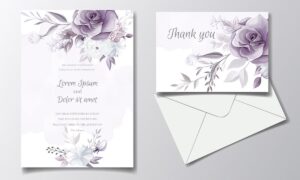وکتور گلهای رز بنفش و سفید - وکتور کارت عروسی، جشنها و پوستر