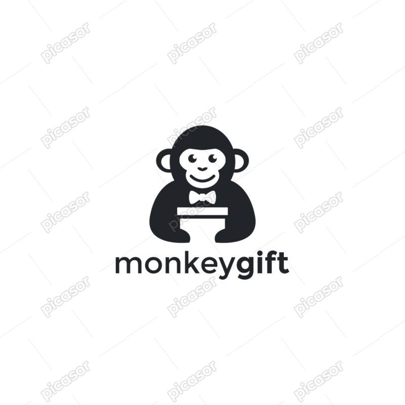 وکتور لوگو میمون با هدیه در دست