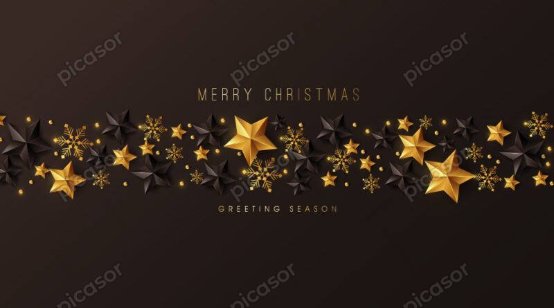 وکتور ستاره و برف طلایی - پس زمینه کریسمس ستاره و دانه برف های طلایی