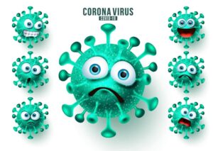 7 وکتور ایموجی های ویروس کرونا اموتیکون های ویروس کرونا