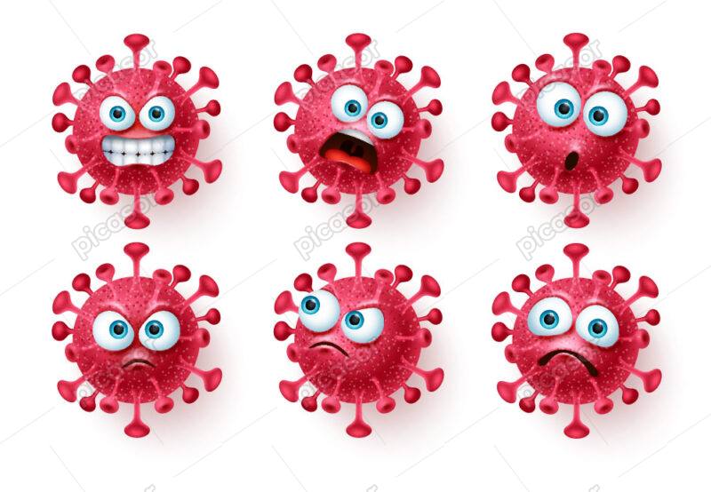 6 وکتور ایموجی های ویروس کرونا اموتیکون های ویروس کرونا
