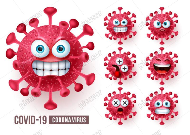 7 وکتور ایموجی های ویروس کرونا اموتیکون های ویروس کرونا