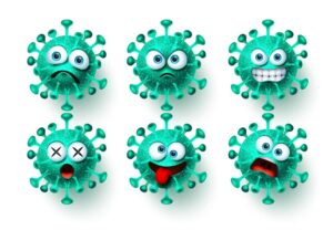 6 وکتور ایموجی های ویروس کرونا اموتیکون های ویروس کرونا