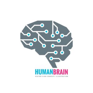 وکتور لوگو مغز انسان و مدار الکترونیکی، فن آوری و پیشرفت