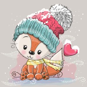 وکتور روباه کارتونی با کلاه زمستانی