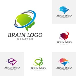 6 وکتور لوگو مغز انسان، فن آوری، ایده خلاقیت و پیشرفت