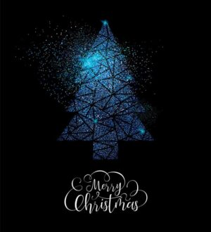 وکتور درخت کریسمس نقطه ای - پس زمینه درخت کاج کریسمس از لکه های روغنی آبی و سفید