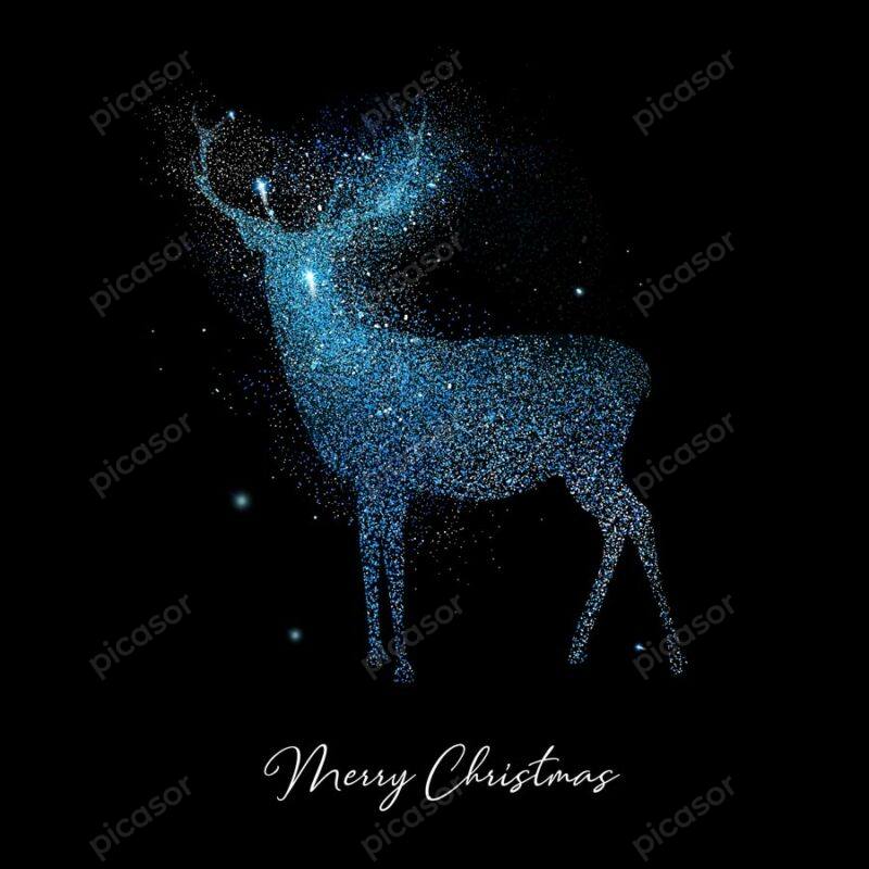 وکتور گوزن نقطه ای - پس زمینه گوزن کریسمس از لکه های روغنی آبی و سفید