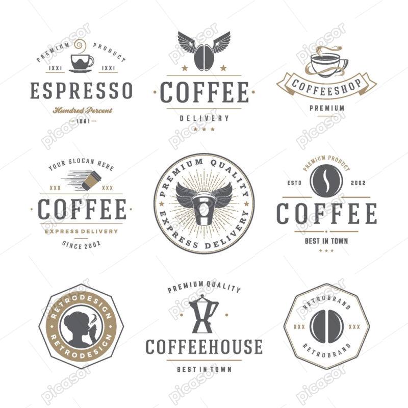 9 لوگو قهوه و کافه، وکتور لوگو مرتبط با قهوه محصولات قهوه کافه و کافی شاپ