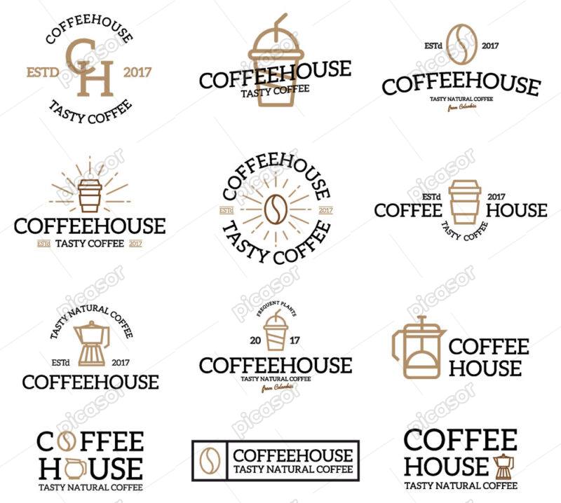 12 لوگو قهوه و کافی شاپ لوگو کافه، وکتور لوگو مرتبط با قهوه محصولات قهوه کافه و کافی شاپ