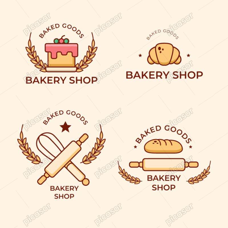 4 وکتور لوگو نانوایی و شیرینی پزی - برچسب شیرینی پزی و لیبل قنادی