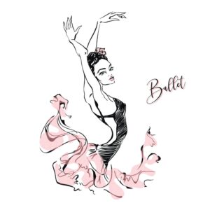 وکتور رقصنده باله نقاشی آبرنگی - وکتور زن جوان در حال رقص باله - وکتور بالرین