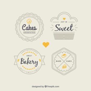 4 وکتور مینیمال لوگو نانوایی و شیرینی پزی طرح ساده - برچسب شیرینی پزی و لیبل قنادی